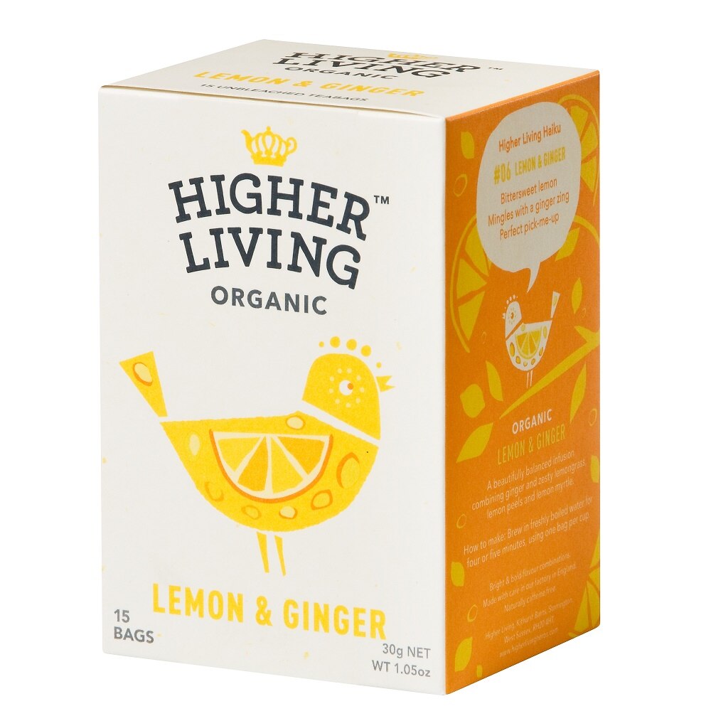 Ceai cu lamaie si ghimbir Lemon & Ginger 15 plicuri Higher Living