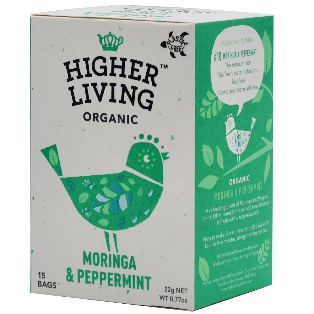Ceai cu menta si moringa Moringa & Peppermint 15 plicuri Higher Living