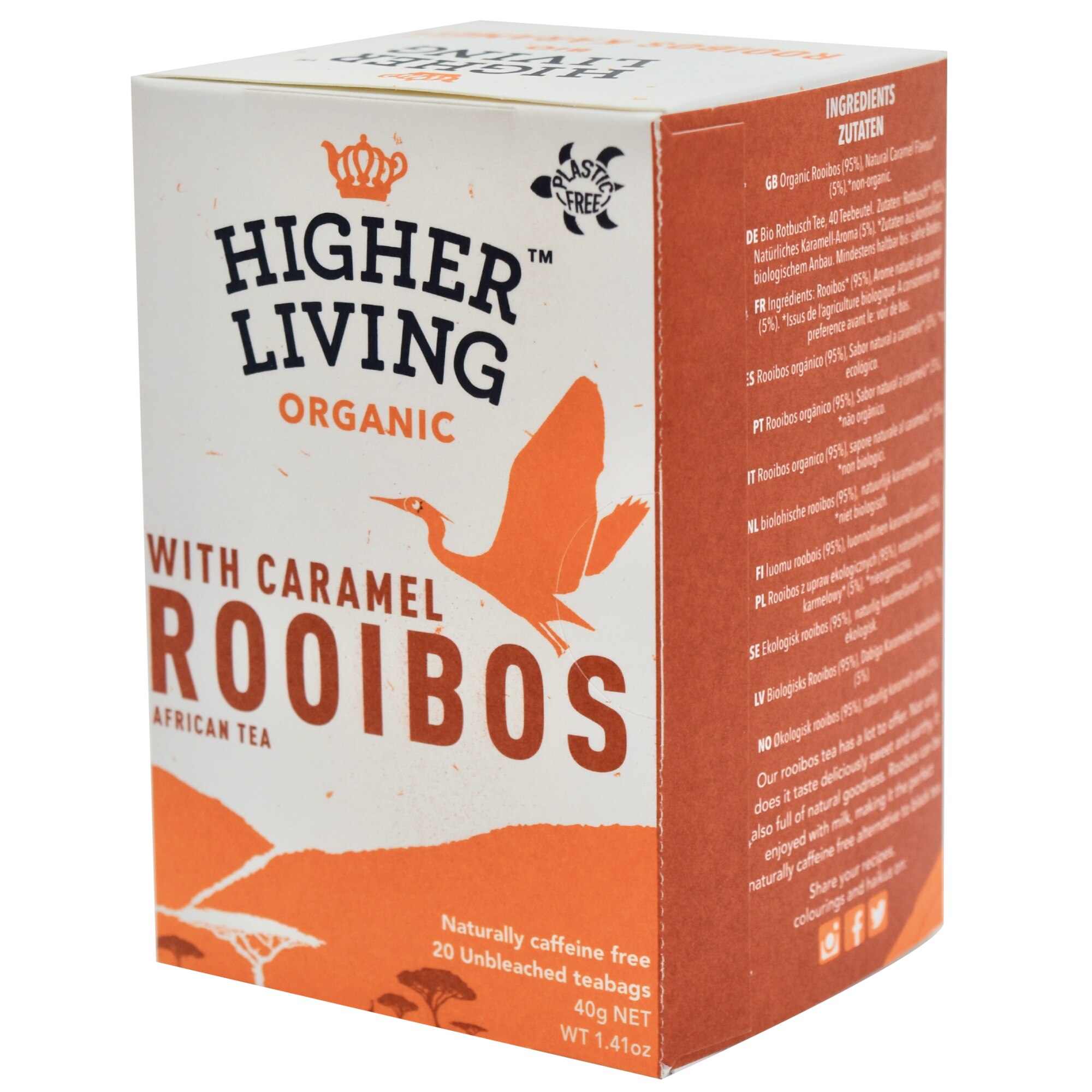 Ceai ROOIBOS si CARAMEL eco, 20 plicuri, Higher Living