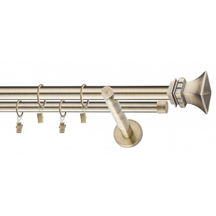 Galerie metalica Verona dubla 25mm x 4.0m, antique brass (auriu antic)