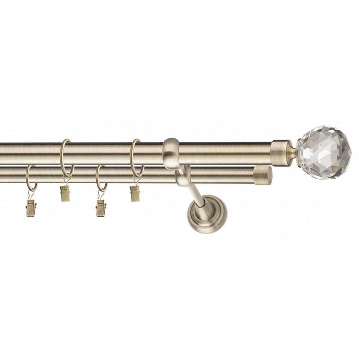 Galerie metalica Cristal dubla 25mm x 4.0m, antique brass (auriu antic)