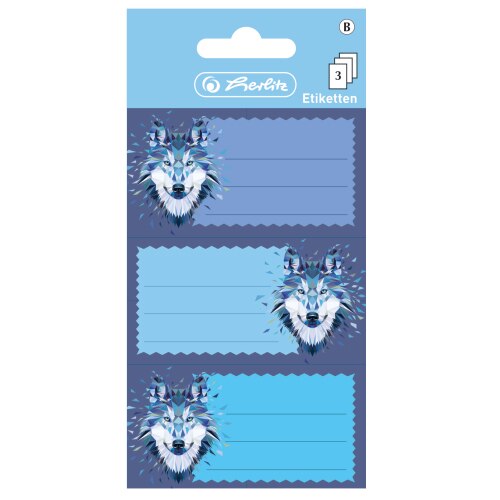 Etichete scolare, Herlitz, Wild Animals Wolf set 3x3 coli