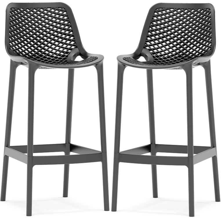 Set 2 scaune inalte bar Raki London Air fibra de sticla cu aditiv UV protectie impotriva razelor solare 52x44x105cm gri
