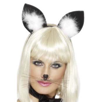 Bentita cu urechi de pisica, negru cu alb Bentita cu urechi de pisica, negru cu alb