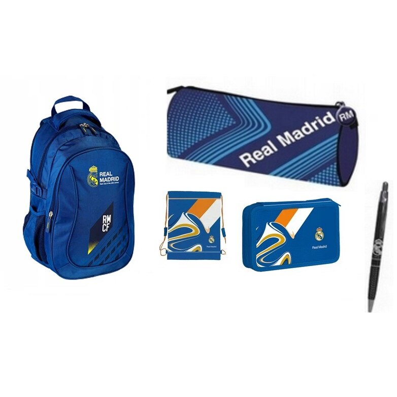 Set rucsac scoala Real Madrid, penar, sac pentru pantofi, husa creion ,pix, multicolor