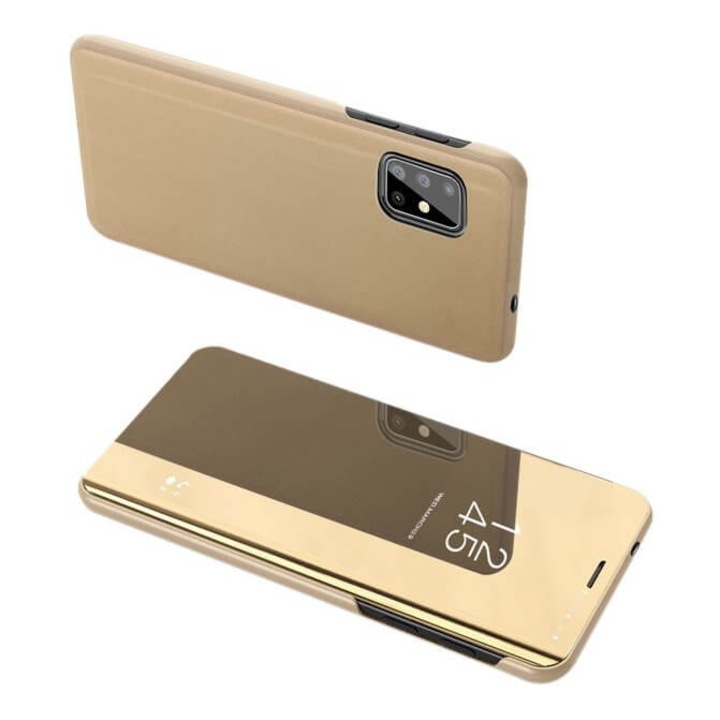 Husa pentru Samsung S20 Ultra, Flip / Book / Carte, Clear View, Gold