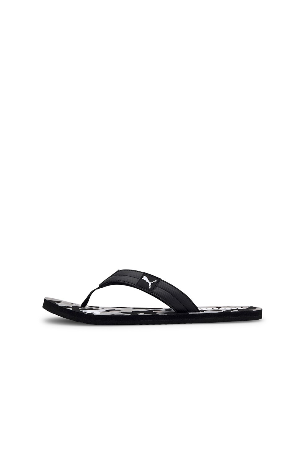 Puma, Papuci flip-flop cu imprimeu camuflaj Cozy, Negru/Alb, 10