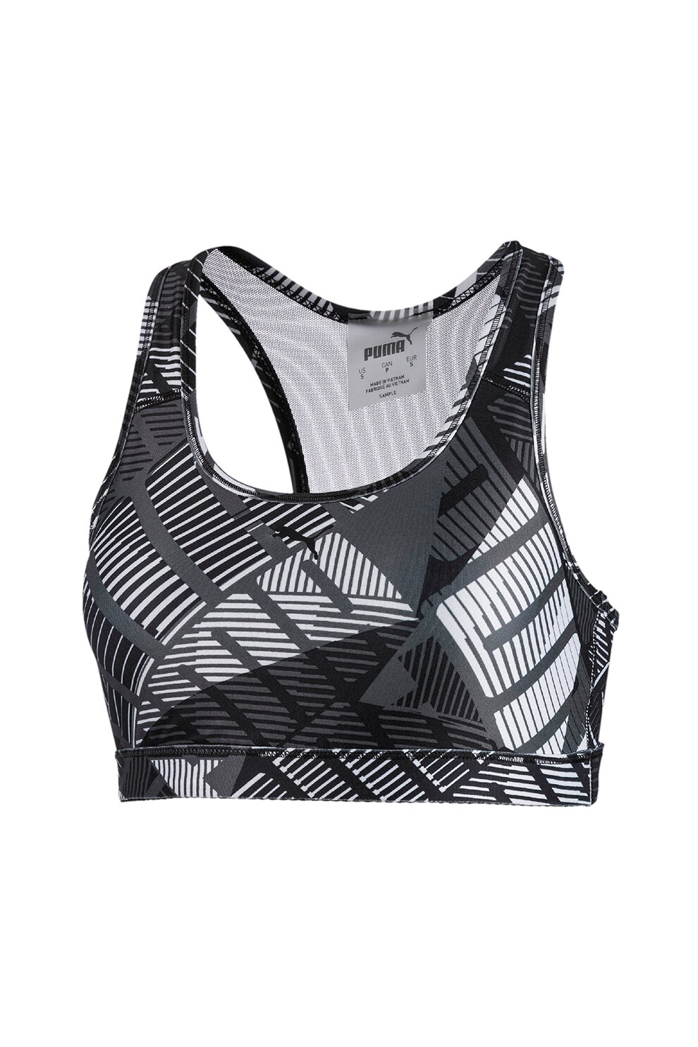 Puma, Bustiera cu imprimeu logo, pentru fitness 4Keeps, Negru/Alb, XS