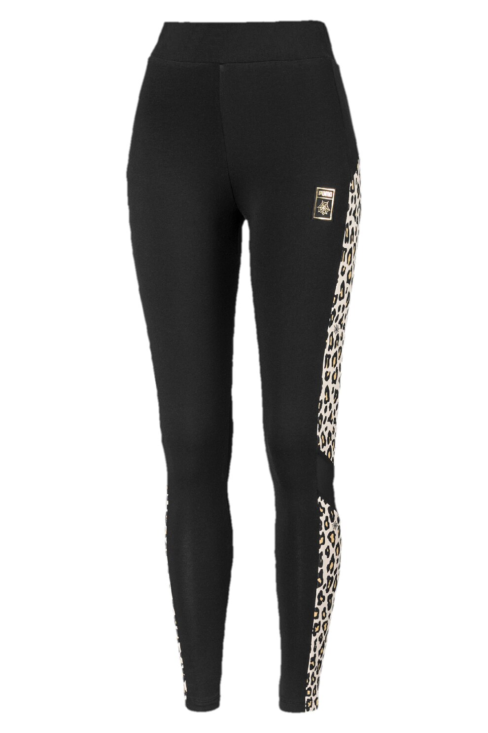 Puma, Colanti cu talie inalta, pentru antrenament, Negru/Alb/Bej