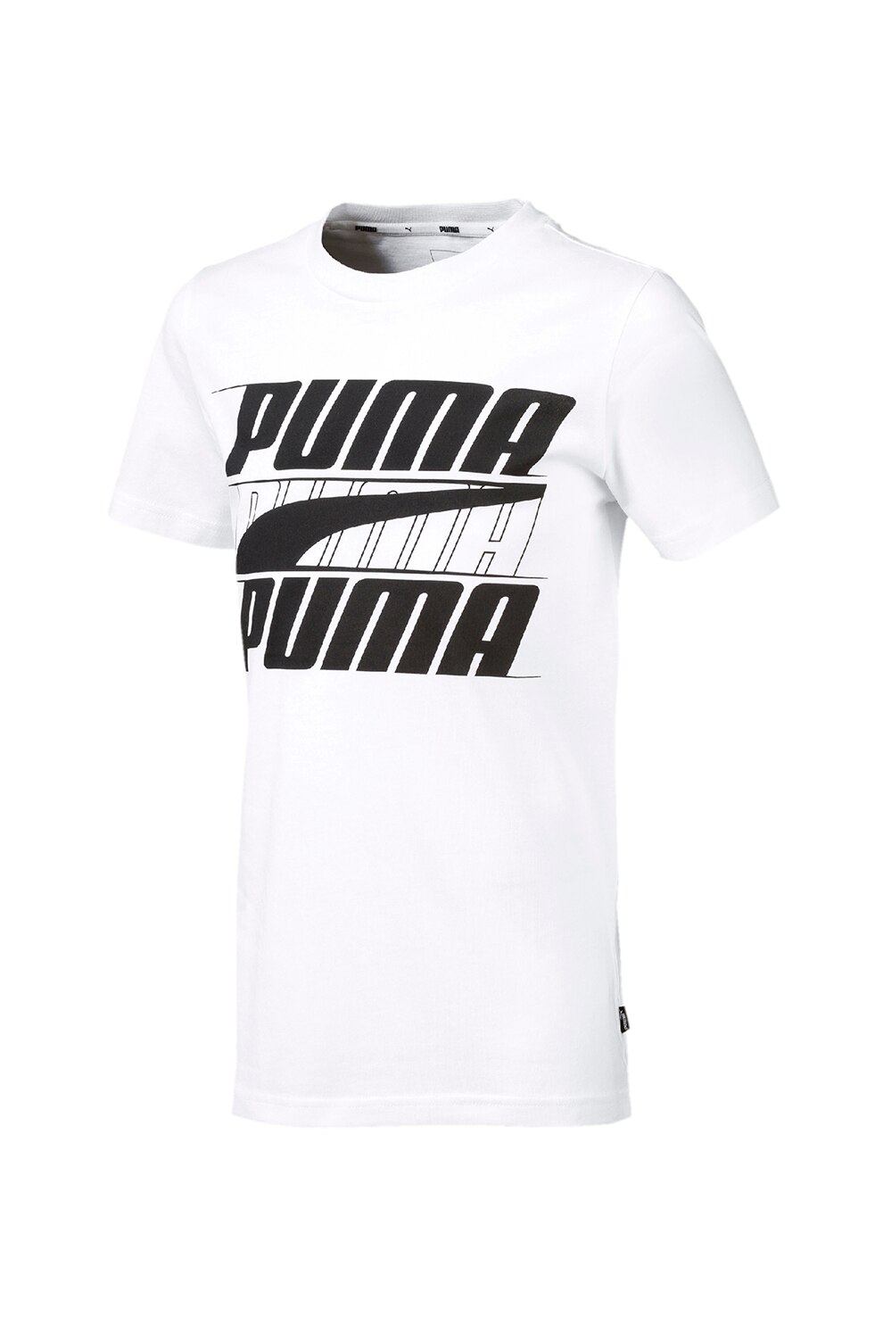 Puma, Tricou cu imprimeu logo Rebel Bold, Alb optic/Negru, 116 CM
