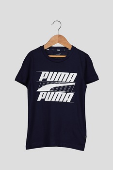 Puma, Tricou cu imprimeu logo Rebel Bold, Bleumarin inchis, 116 CM