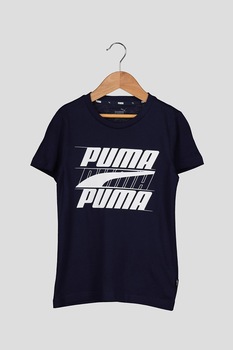 Puma, Tricou cu imprimeu logo Rebel Bold, Bleumarin inchis, 116 CM Puma, Tricou cu imprimeu logo Rebel Bold, Bleumarin inchis, 116 CM
