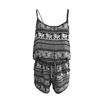 Salopeta scurta UNIVERS FASHION cu 2 buzunare, culoare neagra cu imprimeu elefanti, cu elastic la talie Salopeta scurta UNIVERS FASHION cu 2 buzunare, culoare neagra cu imprimeu elefanti, cu elastic la talie