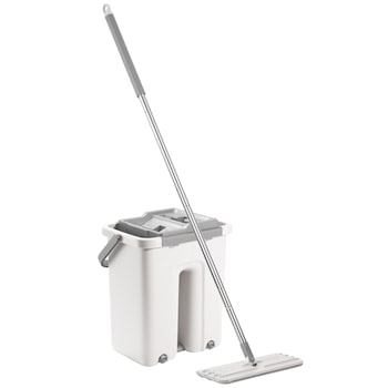 Set curatenie Kring Magic Clean, galeata cu storcator si rezerva mop, Alb/Gri Set curatenie Kring Magic Clean, galeata cu storcator si rezerva mop, Alb/Gri