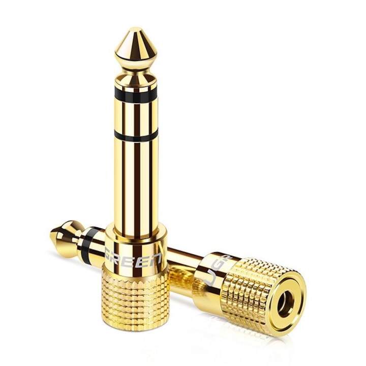 Адаптер Ugreen, 3.5mm Mini Jack, 6.3mm Jack, златист
