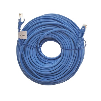 Cablu UTP, Lanberg 42806, cat.5e, mufat 2xRJ45, lungime 50m, AWG 26, 100 MHz, de legatura retea, ethernet, albastru Cablu UTP, Lanberg 42806, cat.5e, mufat 2xRJ45, lungime 50m, AWG 26, 100 MHz, de legatura retea, ethernet, albastru