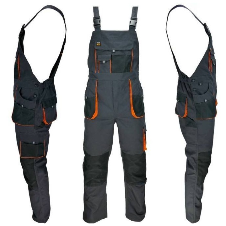 Salopeta de lucru din tercot, Reis, buzunare multiple si genunchi intariti, FORECO_B_SBP 46 Camuflaj GRI