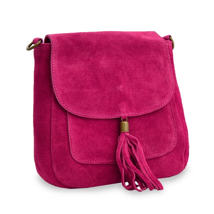 Geanta casual Lucina, de dama, piele naturala - 61658, Fucsia, Mic