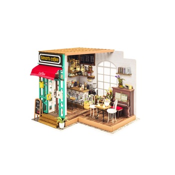 Kit de asamblare Robotime, Simona's Coffee, Iluminare Led, 3D 23cm x 20cm x 19cm, 200 piese Kit de asamblare Robotime, Simona's Coffee, Iluminare Led, 3D 23cm x 20cm x 19cm, 200 piese