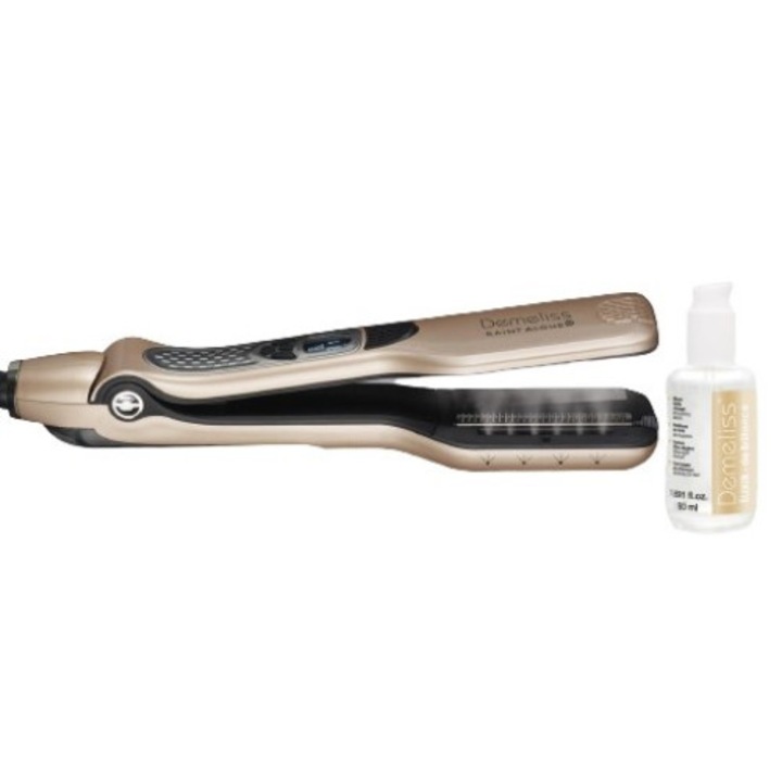 Set Placa de indreptat parul cu aburi Demeliss Titanium si Tratament Elixir Ritual, 50ml