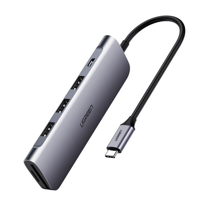 USB-C HUB до 3x USB 3.0 + USB-C PD + SD + microSD - UGREEN