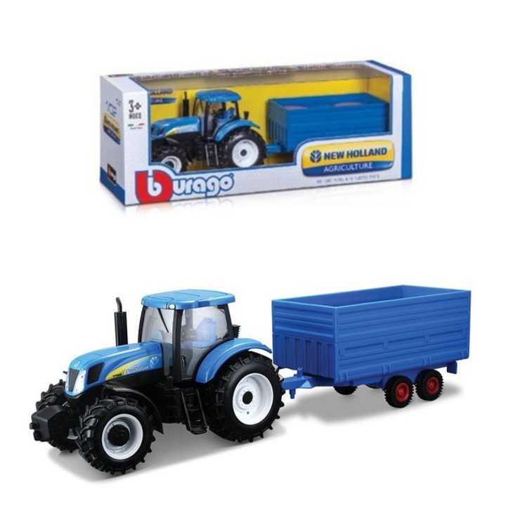 Bburago New Holland farm traktor trailer-rel - többféle