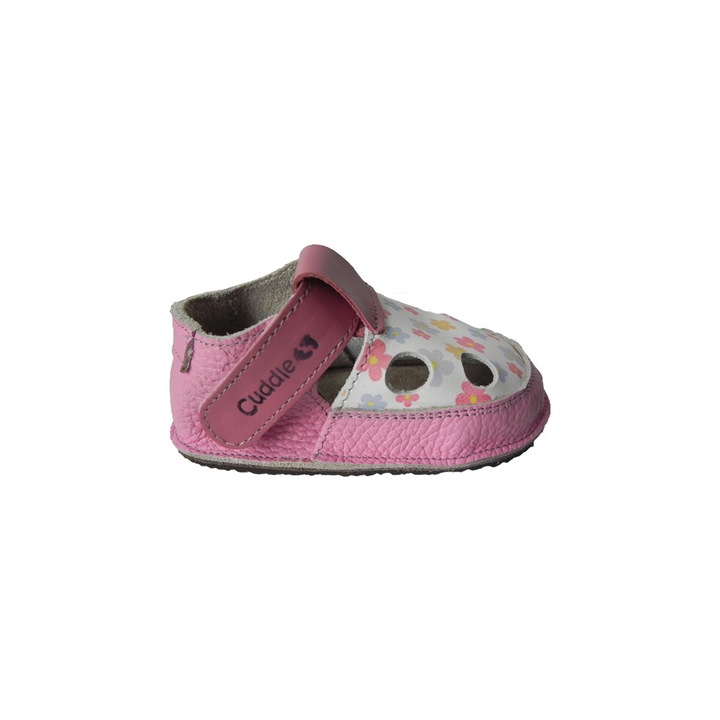 Детски сандали Cuddle Shoes, Естествена кожа, Бял/Розово