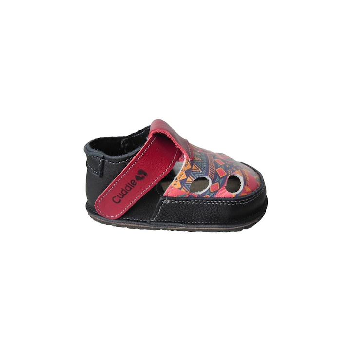 Cuddle Shoes Tribal gyerek szandál, valódi bőr, Piros/Fekete