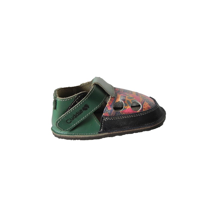 Детски сандали, Cuddle Shoes Tribal, Естествена кожа, Червен/Зелен