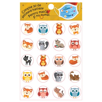 Set stickere pentru masca protectie - Animalute Set stickere pentru masca protectie - Animalute