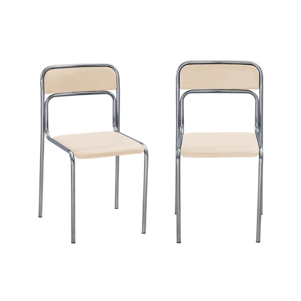 Set 2 scaune de vizitator ASCONA, Crem piele ecologica