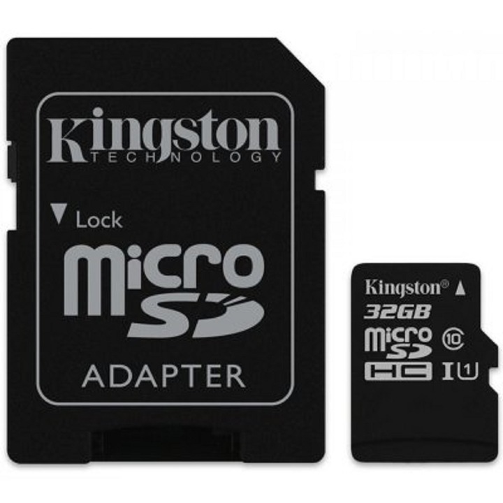 Карта памет Kingston Micro 32GB SDHC Class 10 UHS-I 45MB/s + SD Адаптер