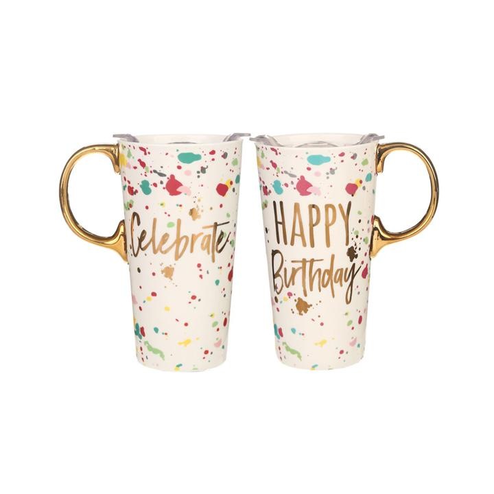 Set 2 Cani Ceramica In Cutie Cadou Cu Model Birthday, 500ml