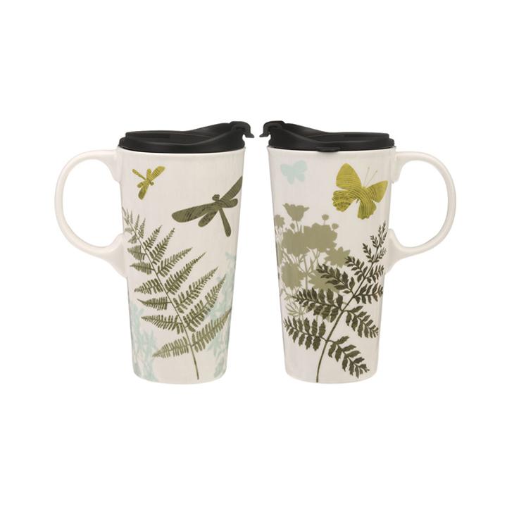 Set 2 Cani Ceramica In Cutie Cadou Cu Model Butterfly, 500ml