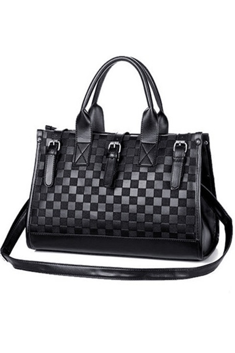 Kézitáska JUP BAG-CHESS-BK, Ökológiai bőr, 35x17x27cm, Fekete