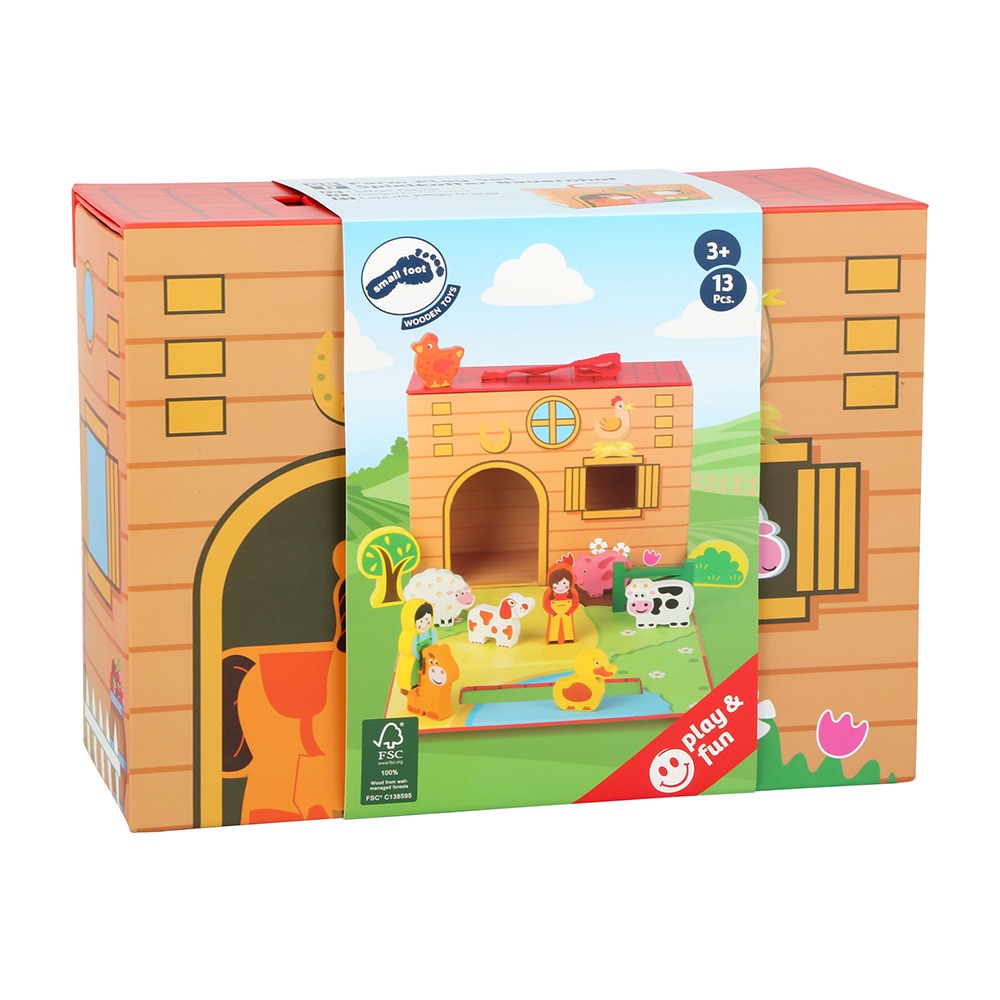 Set 13 piese de joc, Small Foot, Ferma, Carton/Lemn, Multicolor