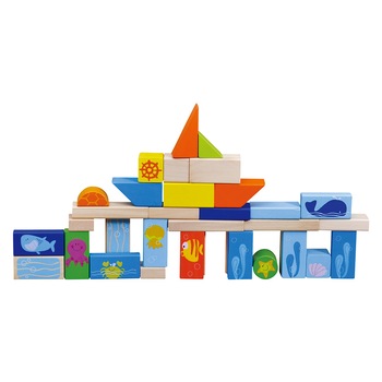 Set pentru construit, Small Foot, Lemn, Multicolor, 100 de piese Set pentru construit, Small Foot, Lemn, Multicolor, 100 de piese