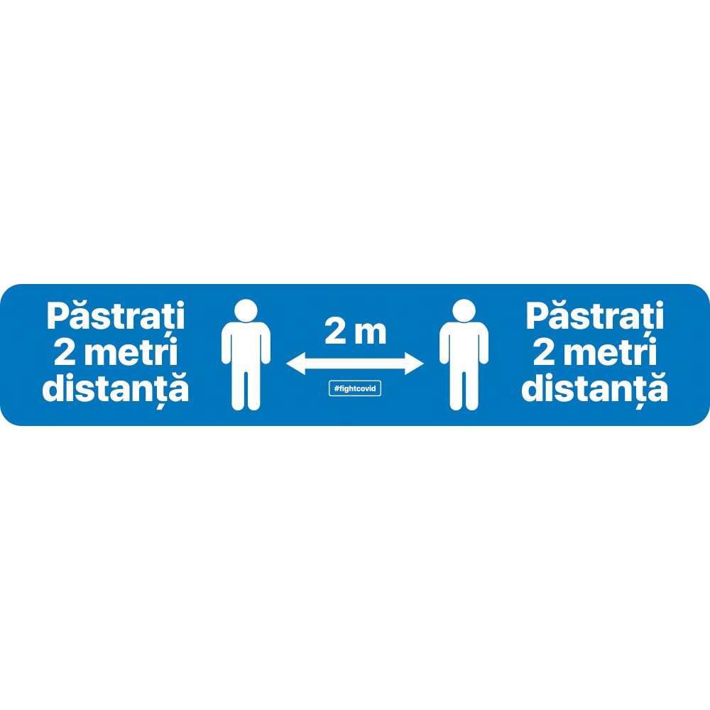 Autocolant distantare Covid-19, ADL4, linie, albastru, 50 x 10 cm