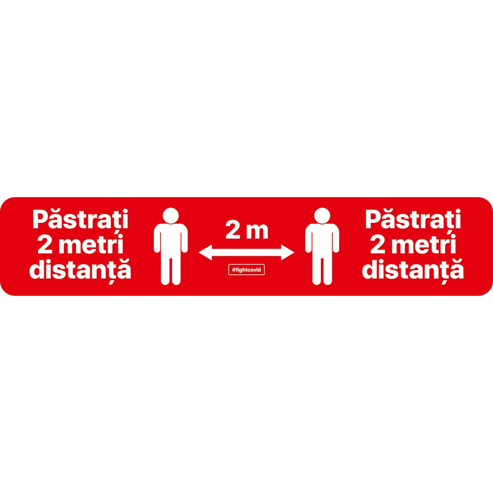 Autocolant distantare Covid-19, ADL4, linie, rosu, 50 x 10 cm