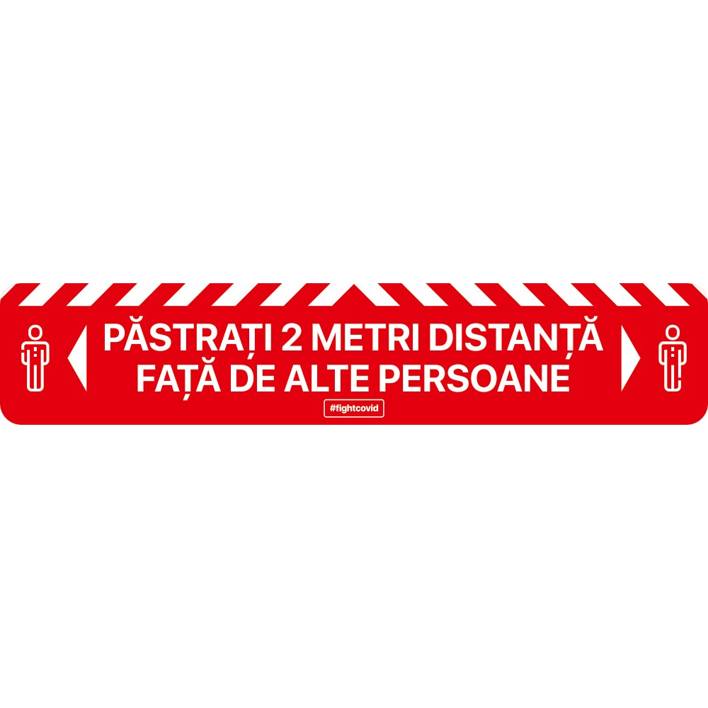 Autocolant distantare Covid-19, ADL3, linie, rosu, 50 x 10 cm