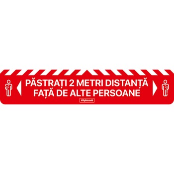 Autocolant distantare Covid-19, ADL3, linie, rosu, 50 x 10 cm Autocolant distantare Covid-19, ADL3, linie, rosu, 50 x 10 cm