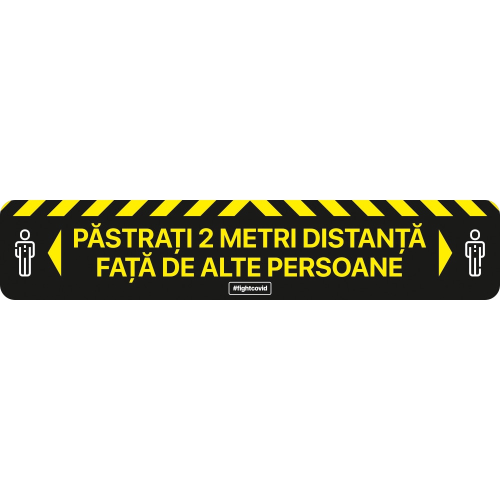 Autocolant distantare Covid-19, ADL3, linie, negru, 50 x 10 cm