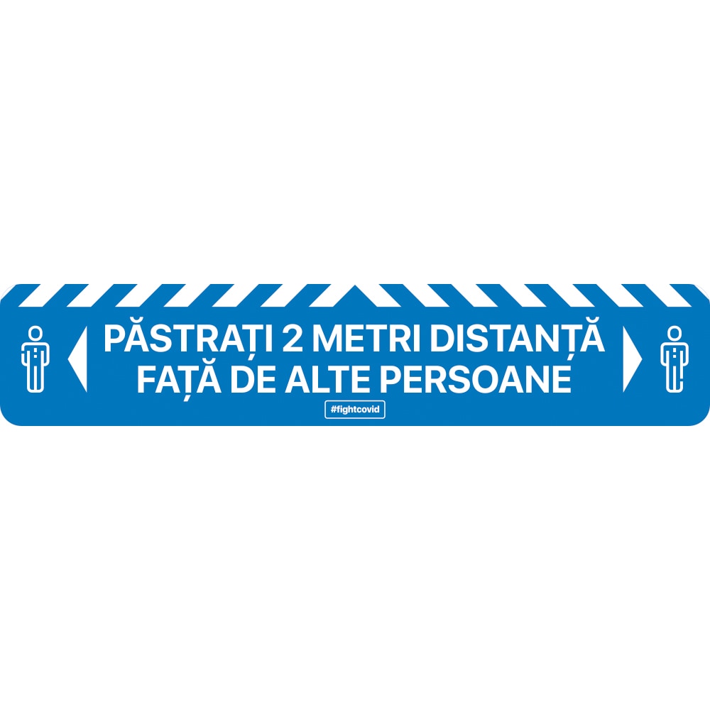 Autocolant distantare Covid-19, ADL3, linie, albastru, 50 x 10 cm