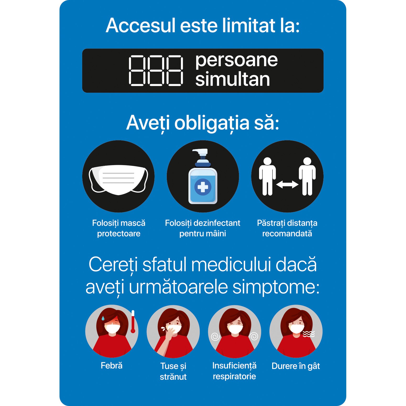 Autocolant acces limitat, albastru, A4