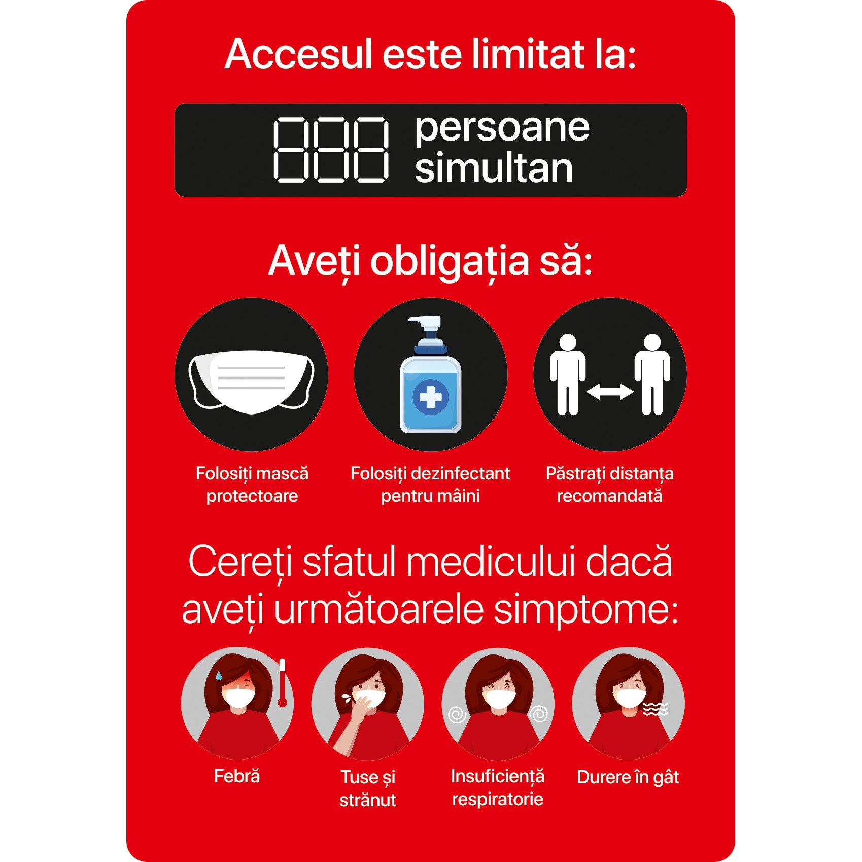 Autocolant acces limitat, rosu, A4