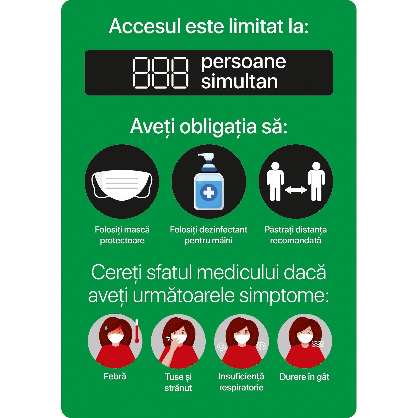 Autocolant acces limitat, verde, A4