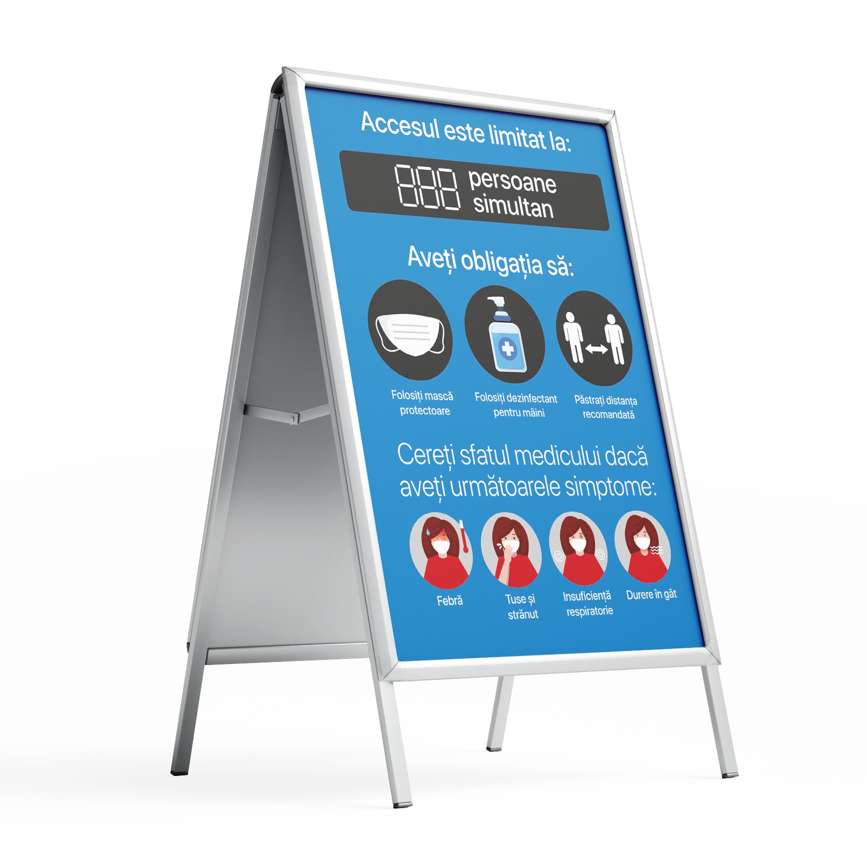 Panou stradal / People Stopper Covid-19, albastru, A1