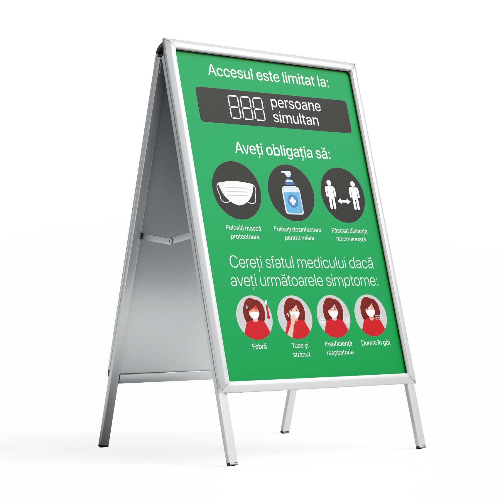 Panou stradal / People Stopper Covid-19, verde, A1