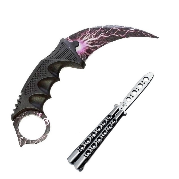Set pentru Antrenament format din Karambit pentru antrenament fara taius si Briceag fluture pentru antrenament