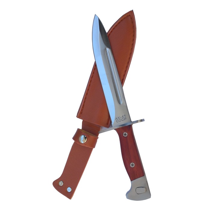 Cutit tip baioneta AK-47 CCCP, 27.5 cm, teaca din piele